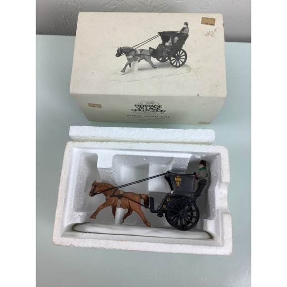VTG Dept 56 Heritage Collection Kings Road Cab Horse & Carriage Figurine EUC - Picture 12 of 12